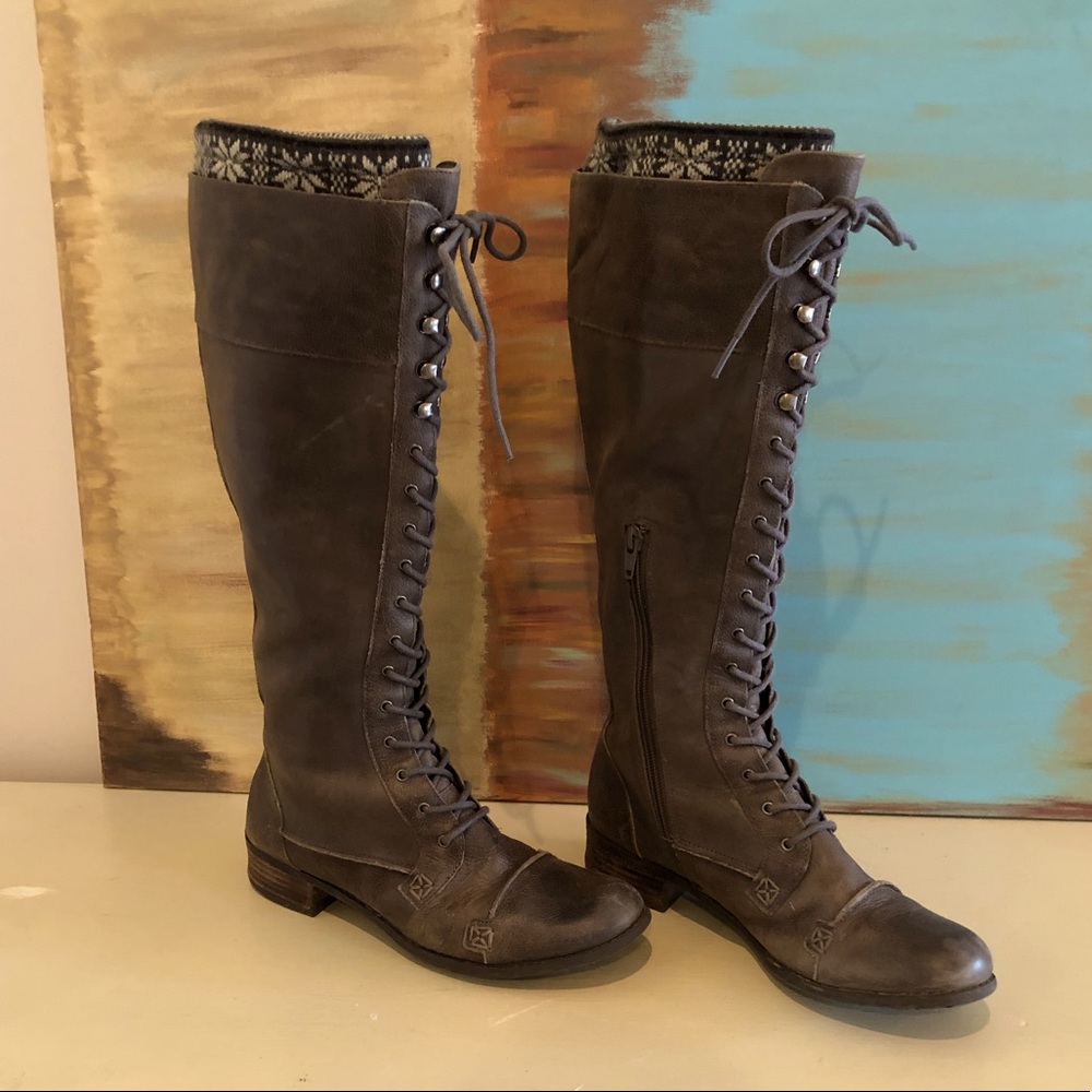 Gianni Bini Gray Lace Up Boots